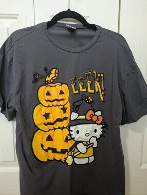 Sanrio Hello Kitty Graphic Tee - Charcoal with Orange